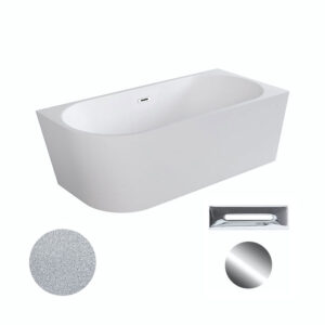 Besco Akrylátová volně stojící rohová vana Zoya Glam S 150x75 (170x80) bílá/stříbrná Rozměry (cm): 170x80