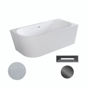 Besco Akrylátová volně stojící rohová vana Zoya Glam S 150x75 (170x80) bílá/stříbrná Rozměry (cm): 170x80