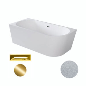 Besco Akrylátová volně stojící rohová vana Zoya Glam S 150x75 (170x80) bílá/stříbrná Rozměry (cm): 170x80
