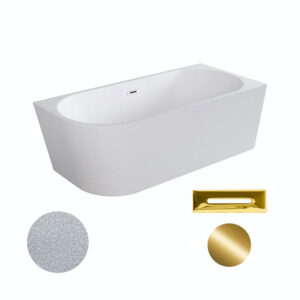 Besco Akrylátová volně stojící rohová vana Zoya Glam S 150x75 (170x80) bílá/stříbrná Rozměry (cm): 170x80