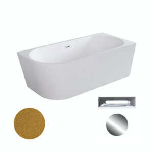 Besco Akrylátová volně stojící rohová vana Zoya Glam Z 150x75 (170x80) bílá/zlatá Rozměry (cm): 150x75
