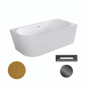 Besco Akrylátová volně stojící rohová vana Zoya Glam Z 150x75 (170x80) bílá/zlatá Rozměry (cm): 150x75