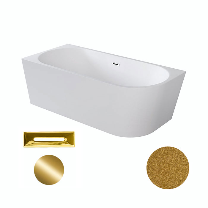 Besco Akrylátová volně stojící rohová vana Zoya Glam Z 150x75 (170x80) bílá/zlatá Rozměry (cm): 150x75