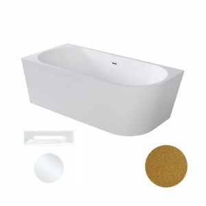 Besco Akrylátová volně stojící rohová vana Zoya Glam Z 150x75 (170x80) bílá/zlatá Rozměry (cm): 170x80
