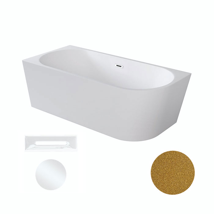 Besco Akrylátová volně stojící rohová vana Zoya Glam Z 150x75 (170x80) bílá/zlatá Rozměry (cm): 170x80