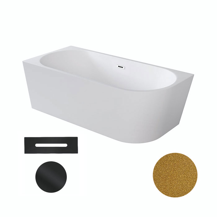 Besco Akrylátová volně stojící rohová vana Zoya Glam Z 150x75 (170x80) bílá/zlatá Rozměry (cm): 170x80