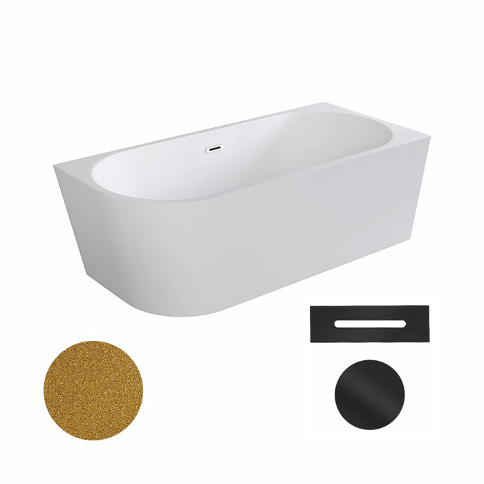 Besco Akrylátová volně stojící rohová vana Zoya Glam Z 150x75 (170x80) bílá/zlatá Rozměry (cm): 170x80