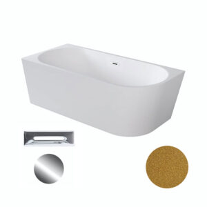 Besco Akrylátová volně stojící rohová vana Zoya Glam Z 150x75 (170x80) bílá/zlatá Rozměry (cm): 170x80
