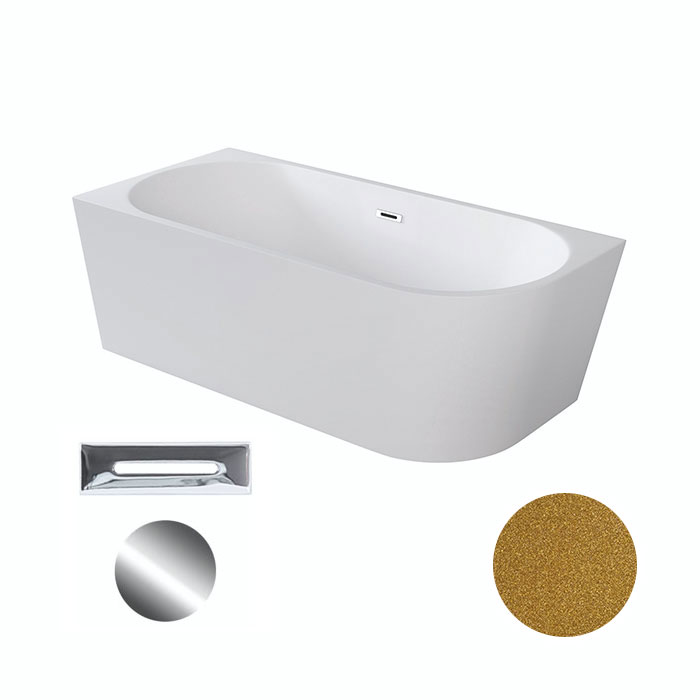 Besco Akrylátová volně stojící rohová vana Zoya Glam Z 150x75 (170x80) bílá/zlatá Rozměry (cm): 170x80