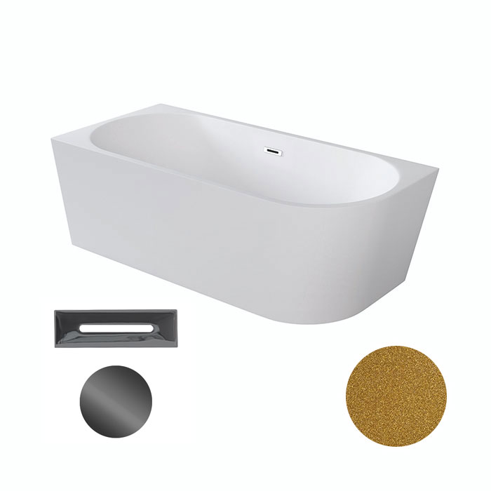 Besco Akrylátová volně stojící rohová vana Zoya Glam Z 150x75 (170x80) bílá/zlatá Rozměry (cm): 170x80