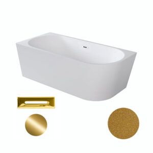Besco Akrylátová volně stojící rohová vana Zoya Glam Z 150x75 (170x80) bílá/zlatá Rozměry (cm): 170x80