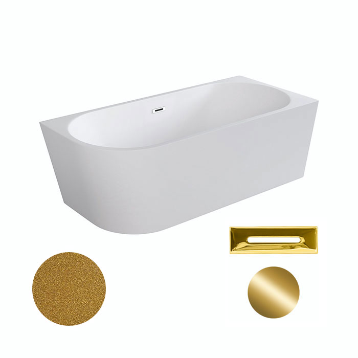 Besco Akrylátová volně stojící rohová vana Zoya Glam Z 150x75 (170x80) bílá/zlatá Rozměry (cm): 170x80