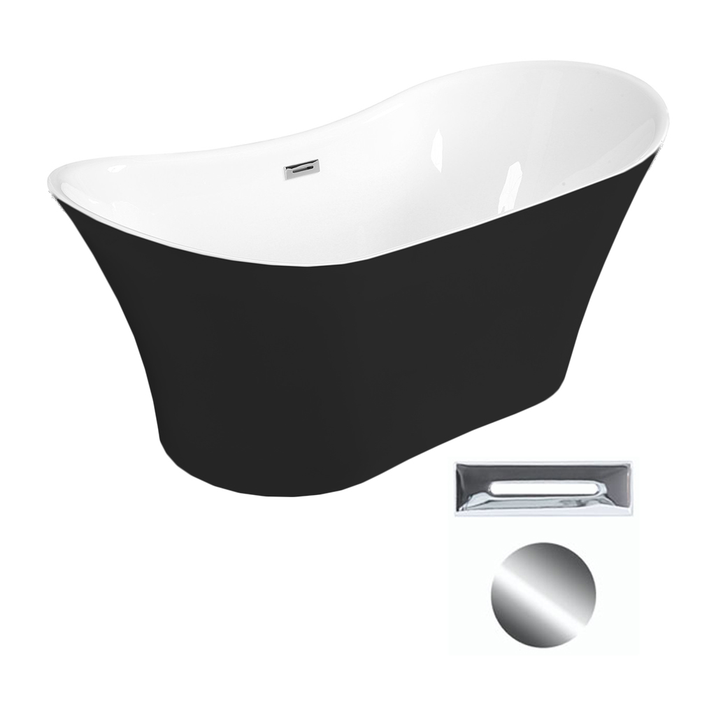 Besco Akrylátová volně stojící vana Amber BW 170x80 Barva: Bílá/černá