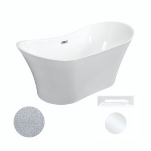 Besco Akrylátová volně stojící vana Amber Glam S 170x80 Barva: Bílá/stříbrná