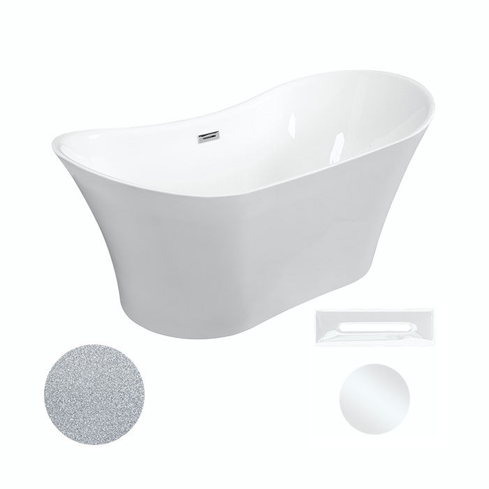 Besco Akrylátová volně stojící vana Amber Glam S 170x80 Barva: Bílá/stříbrná