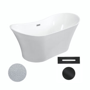 Besco Akrylátová volně stojící vana Amber Glam S 170x80 Barva: Bílá/stříbrná