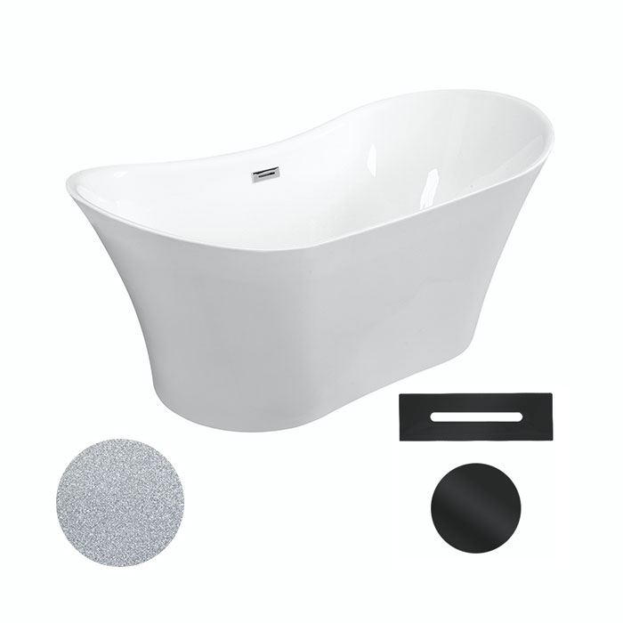 Besco Akrylátová volně stojící vana Amber Glam S 170x80 Barva: Bílá/stříbrná