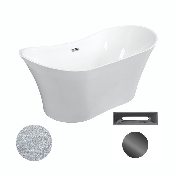 Besco Akrylátová volně stojící vana Amber Glam S 170x80 Barva: Bílá/stříbrná