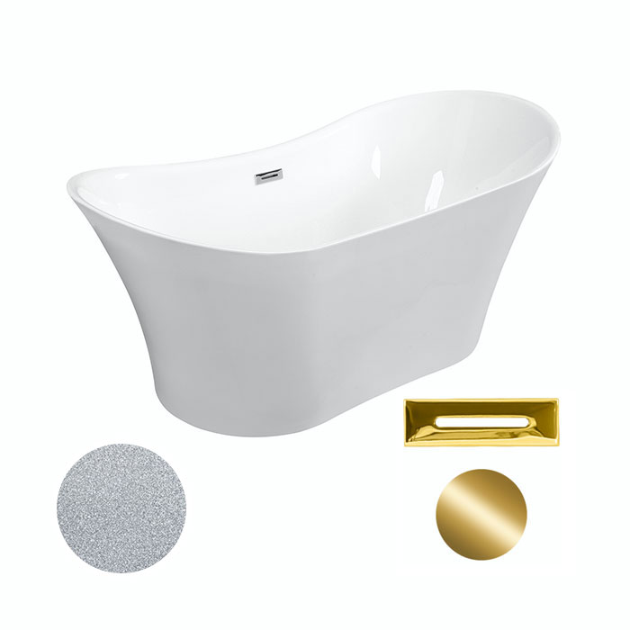 Besco Akrylátová volně stojící vana Amber Glam S 170x80 Barva: Bílá/stříbrná