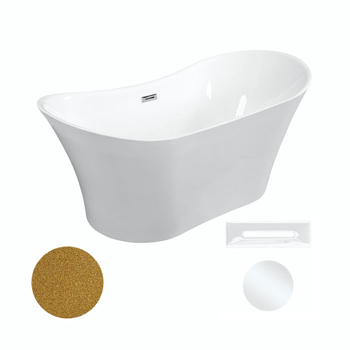Besco Akrylátová volně stojící vana Amber Glam Z 170x80 Barva: Bílá/zlatá