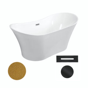 Besco Akrylátová volně stojící vana Amber Glam Z 170x80 Barva: Bílá/zlatá