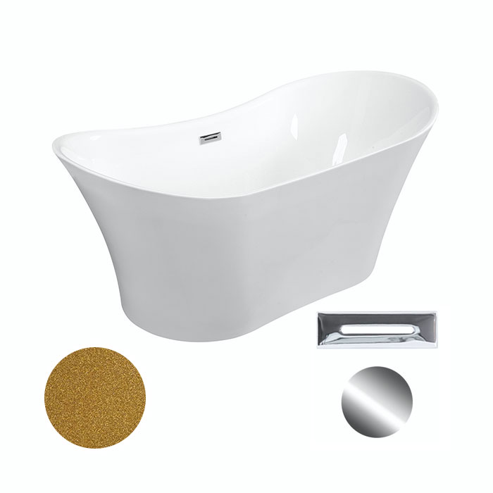 Besco Akrylátová volně stojící vana Amber Glam Z 170x80 Barva: Bílá/zlatá