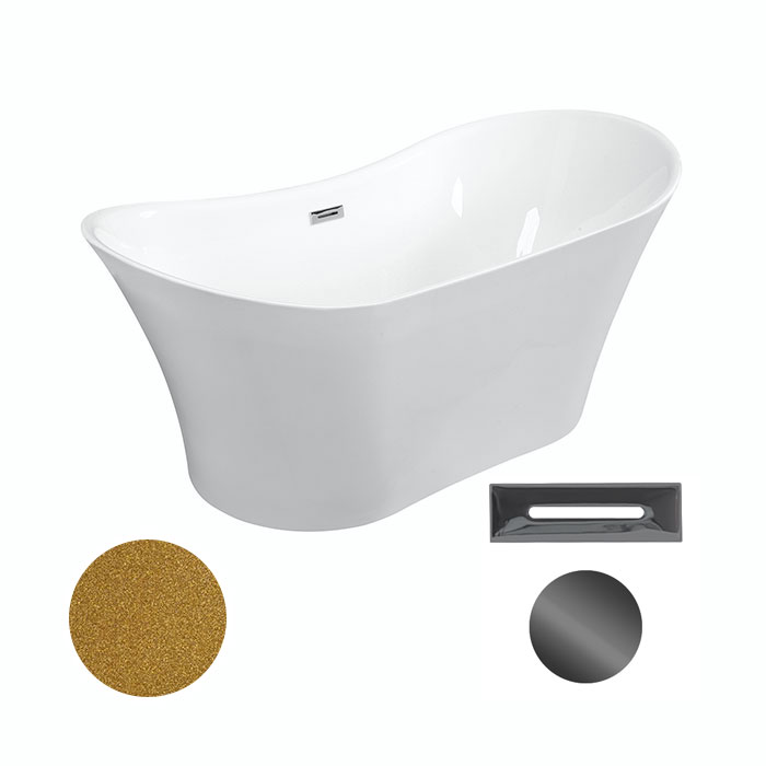 Besco Akrylátová volně stojící vana Amber Glam Z 170x80 Barva: Bílá/zlatá