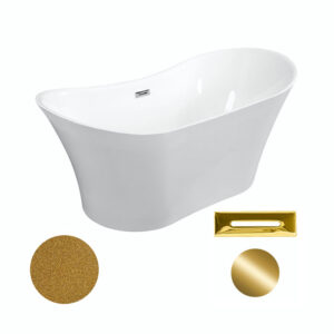Besco Akrylátová volně stojící vana Amber Glam Z 170x80 Barva: Bílá/zlatá