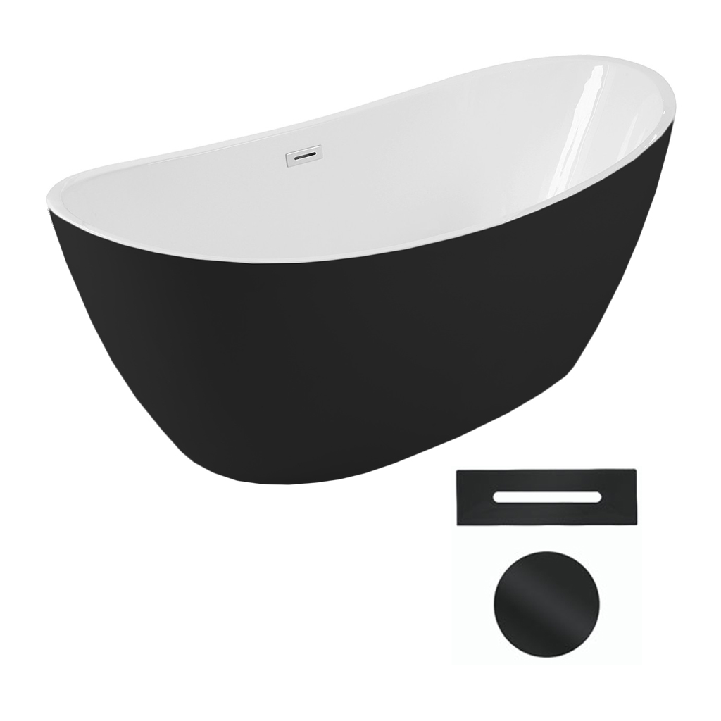 Besco Akrylátová volně stojící vana Ayla BW 170x80 Barva: Bílá/černá