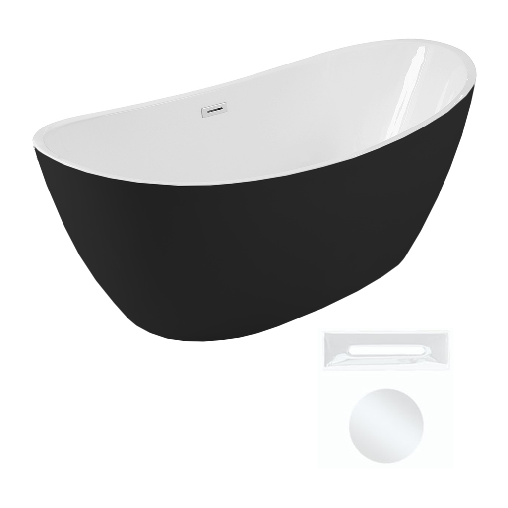 Besco Akrylátová volně stojící vana Ayla BW Matt 170x80 Barva: Bílá/černá