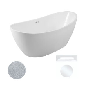 Besco Akrylátová volně stojící vana Ayla Glam S 170x80 Barva: Bílá/stříbrná