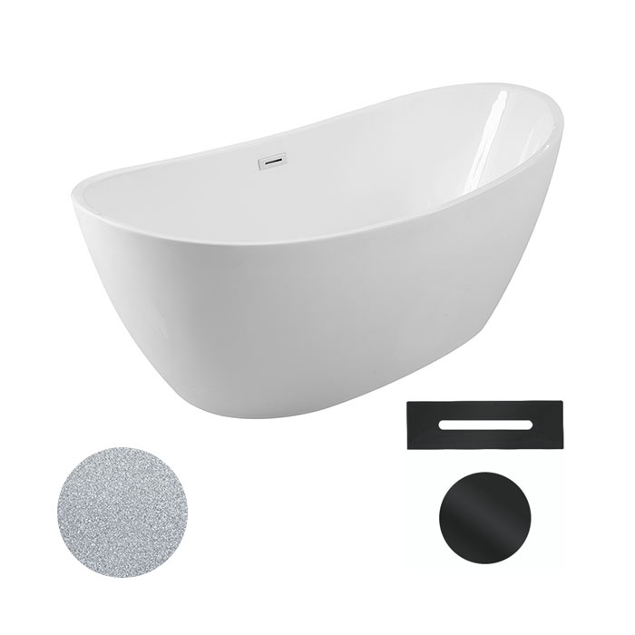Besco Akrylátová volně stojící vana Ayla Glam S 170x80 Barva: Bílá/stříbrná