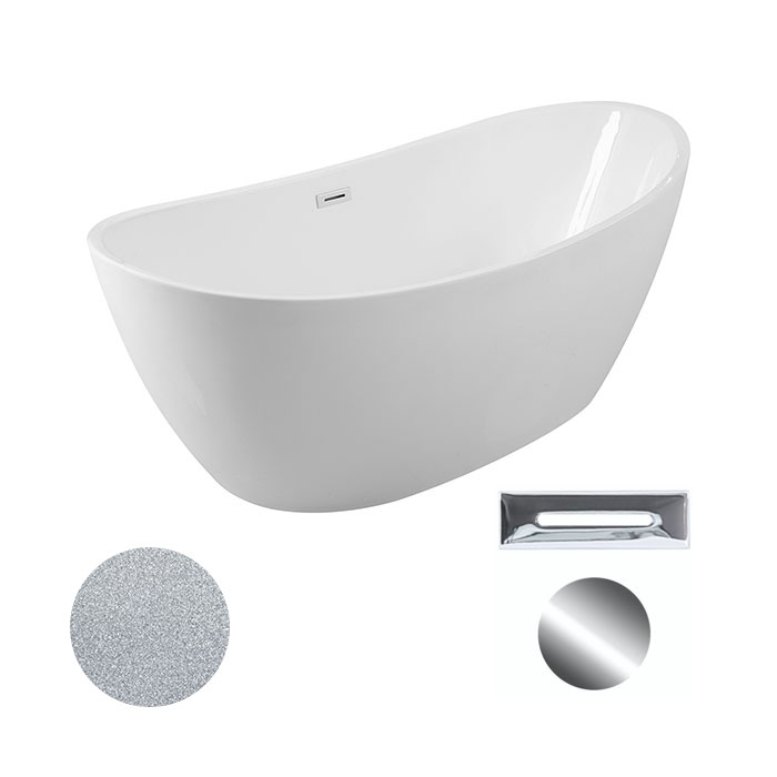 Besco Akrylátová volně stojící vana Ayla Glam S 170x80 Barva: Bílá/stříbrná