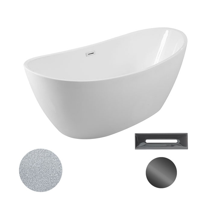 Besco Akrylátová volně stojící vana Ayla Glam S 170x80 Barva: Bílá/stříbrná