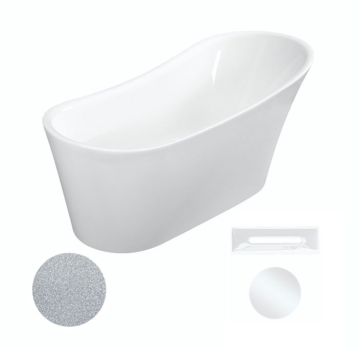 Besco Akrylátová volně stojící vana Calima Glam S 170x74 Barva: Bílá/stříbrná
