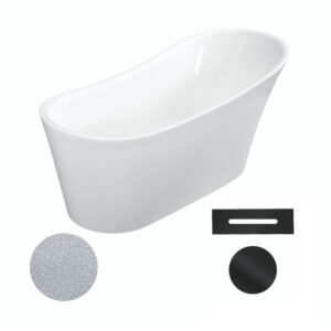 Besco Akrylátová volně stojící vana Calima Glam S 170x74 Barva: Bílá/stříbrná