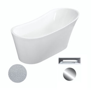 Besco Akrylátová volně stojící vana Calima Glam S 170x74 Barva: Bílá/stříbrná