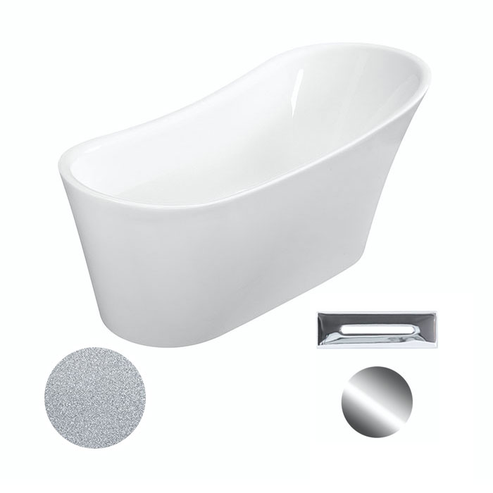Besco Akrylátová volně stojící vana Calima Glam S 170x74 Barva: Bílá/stříbrná