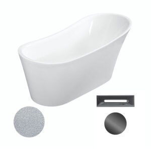 Besco Akrylátová volně stojící vana Calima Glam S 170x74 Barva: Bílá/stříbrná