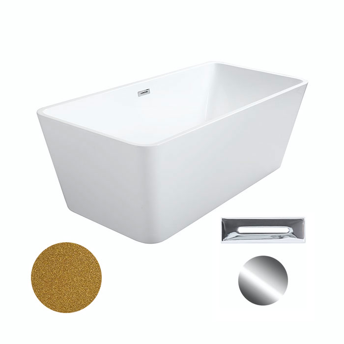 Besco Akrylátová volně stojící vana Evita Glam Z 160x80 Barva: Bílá/zlatá