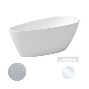 Besco Akrylátová volně stojící vana Goya A-line Glam S 160x73 (170x80) Barva: Bílá/stříbrná