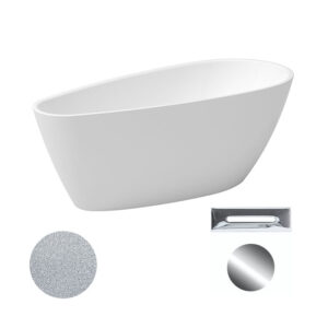 Besco Akrylátová volně stojící vana Goya A-line Glam S 160x73 (170x80) Barva: Bílá/stříbrná