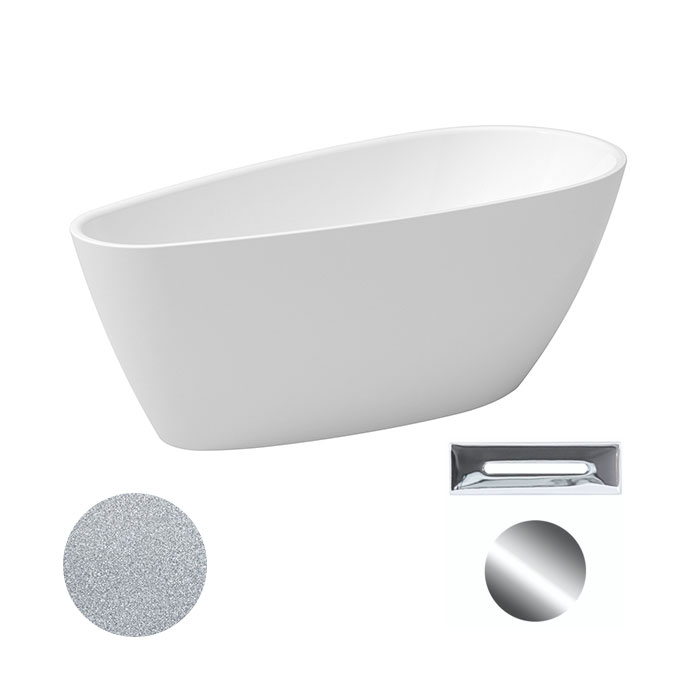 Besco Akrylátová volně stojící vana Goya A-line Glam S 160x73 (170x80) Barva: Bílá/stříbrná