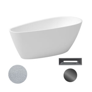 Besco Akrylátová volně stojící vana Goya A-line Glam S 160x73 (170x80) Barva: Bílá/stříbrná