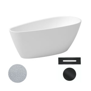 Besco Akrylátová volně stojící vana Goya A-line Glam S 160x73 (170x80) Barva: Bílá/stříbrná