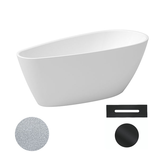 Besco Akrylátová volně stojící vana Goya A-line Glam S 160x73 (170x80) Barva: Bílá/stříbrná