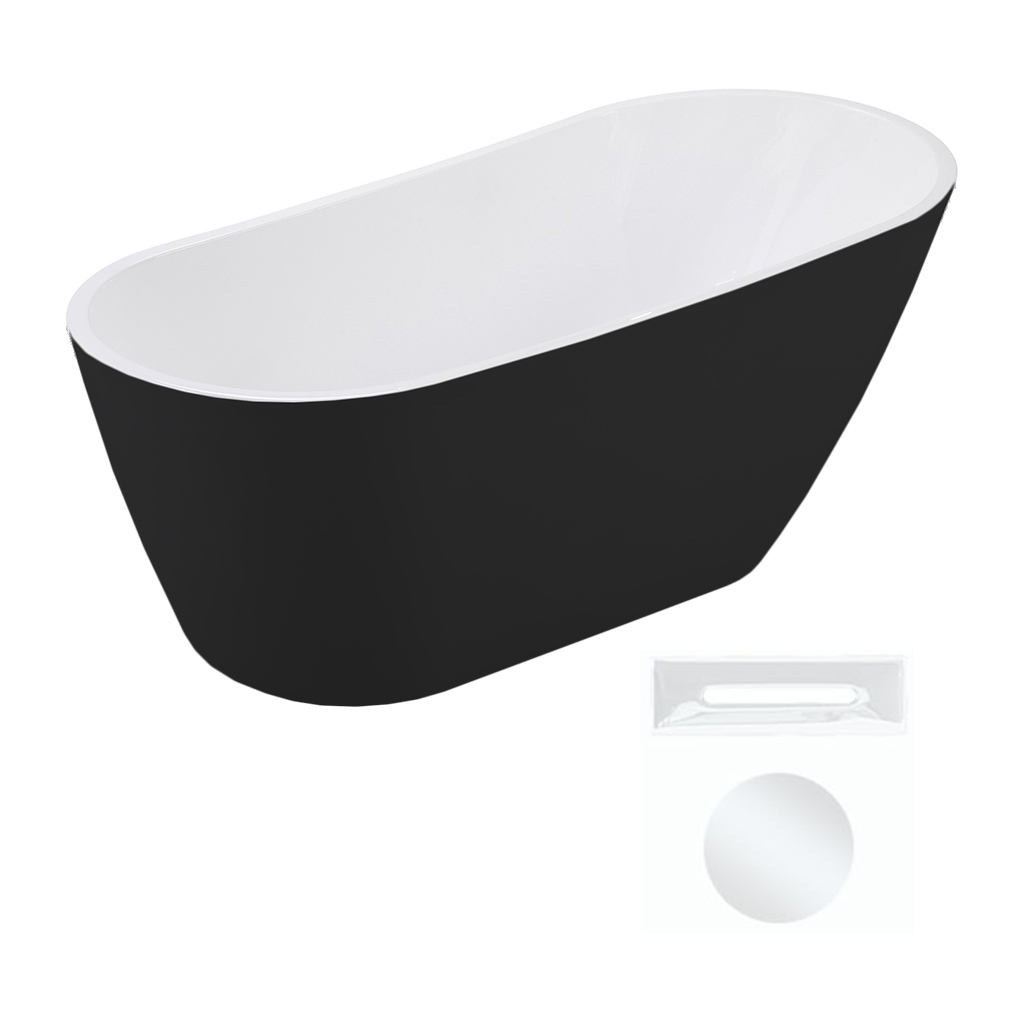 Besco Akrylátová volně stojící vana Melody BW Matt 150x80 (170x80) Barva: Bílá/černá