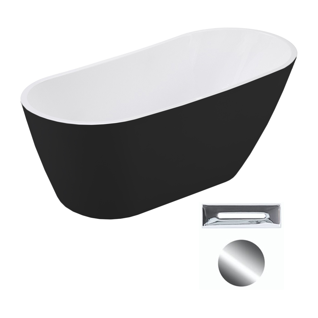 Besco Akrylátová volně stojící vana Melody BW Matt 150x80 (170x80) Barva: Bílá/černá