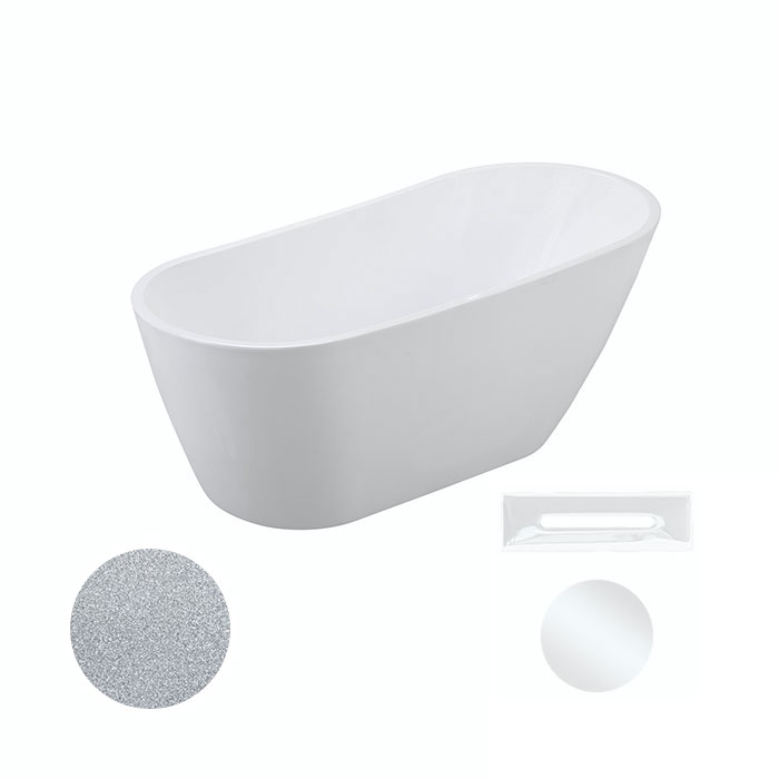 Besco Akrylátová volně stojící vana Melody Glam S 150x80 (170x80) Barva: Bílá/stříbrná
