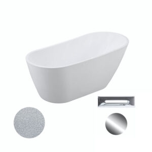 Besco Akrylátová volně stojící vana Melody Glam S 150x80 (170x80) Barva: Bílá/stříbrná
